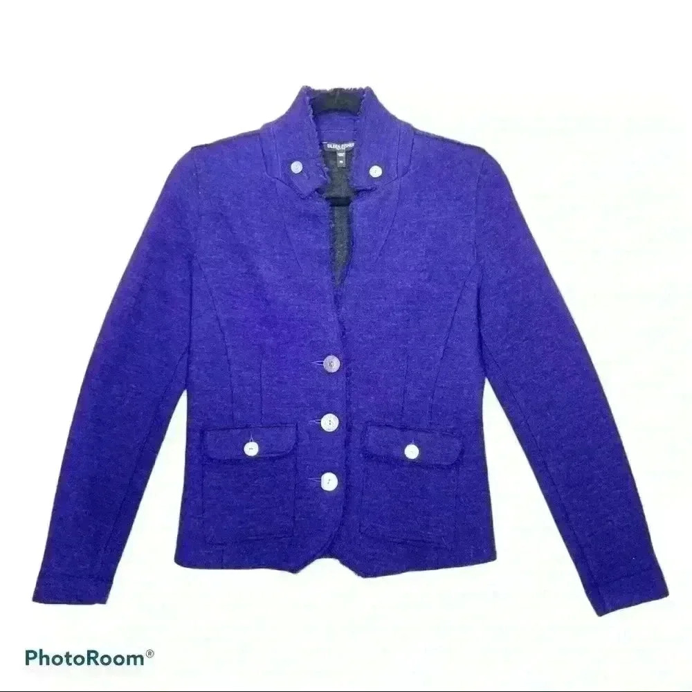 Eileen Fisher Merino Wool Knit Purple Blazer